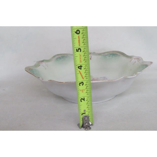 Early 20th Century Rs Germany Porcelain Large Floral Pink Lily Flowers Green Bowl For Sale - Image 5 of 11