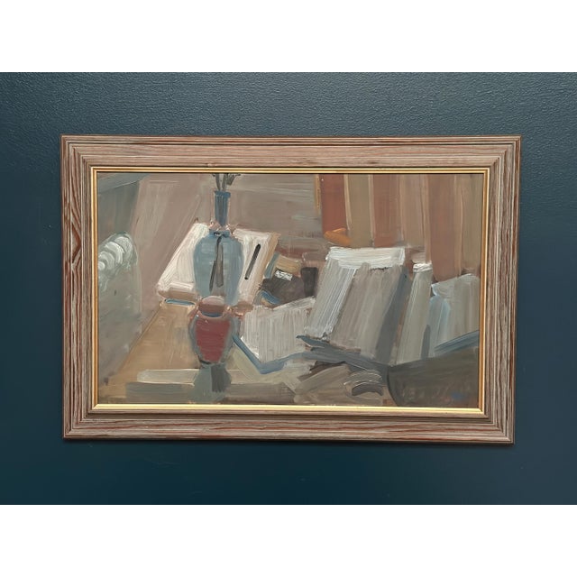 Gösta Stawåsen, Vase and Books, 1950s, Oil on Canvas, Framed For Sale - Image 13 of 13