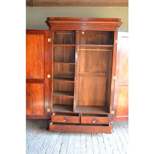 19th-century Dutch mahogany Biedermeier cabinet. Height: 218 cm. Width: 142 cm. Depth: 65 cm. Fully removable. Shelves,...