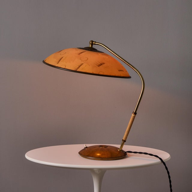 Wood 1960s Sculptural Brass and Wood Table Lamp Attributed to j.t. Kalmar For Sale - Image 7 of 18