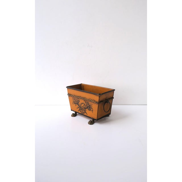 Orange Italian Cachepot Plant Holder or Desk Accessory Neoclassical Empire Style, Signed Italy For Sale - Image 8 of 13