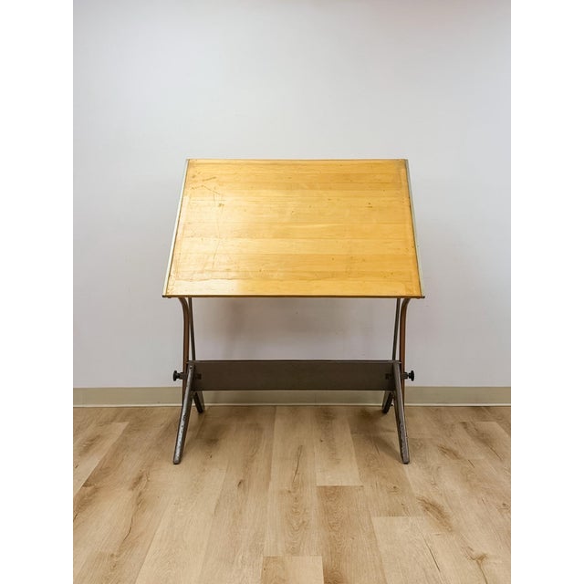 Mid 20th Century Vintage Drafting Table Pivot Tilt Blonde Wood Artist Architect MCM For Sale - Image 5 of 14