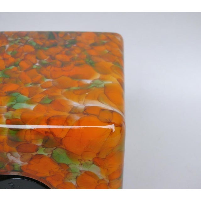 Flamed Cased Glass Table Lamp Cube in Orange, Green, Black and Beige by Peill & Putzler, 1970s For Sale - Image 11 of 16