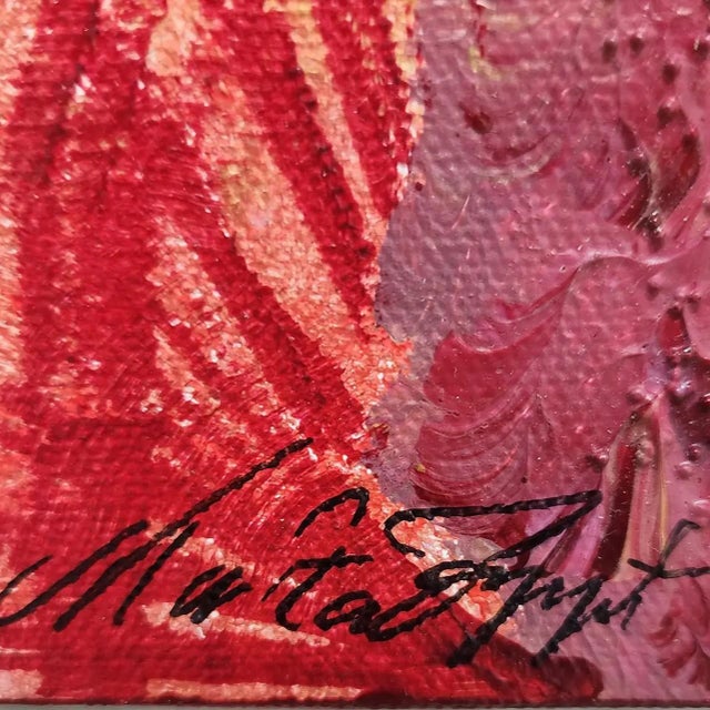 Red Large Signed Abstract Expressionist Impasto Painting – Red, Ochre & Lime Contemporary Statement Art For Sale - Image 8 of 10