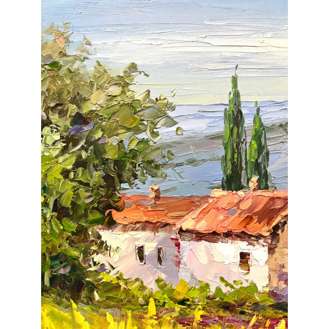 20th Century Original Oil Impasto on Canvas Painting - European Countryside - Unsigned For Sale In Charlotte - Image 6 of 12