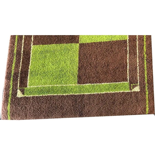 1950s Vintage Art Deco Scandinavian Area Rug - 4' X 4' For Sale - Image 5 of 7