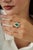 Art Deco VRJewels 3.74ct Pear Shape Emerald Diamond Double Halo Cocktail Ring 18k Gold Size 4 For Sale - Image 3 of 18