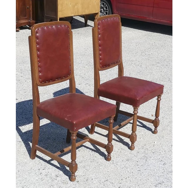 Set of Chairs with Seat and Back in Red Leather, Italy, 1980 For Sale - Image 4 of 8