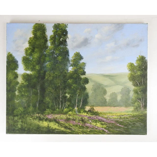 Rustic Contemporary Impressionist Landscape With Wildflowers Painting For Sale - Image 3 of 3