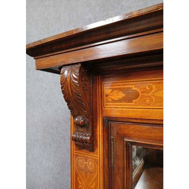 Antique Marquetry Display Cabinet with Glass Doors For Sale - Image 4 of 7