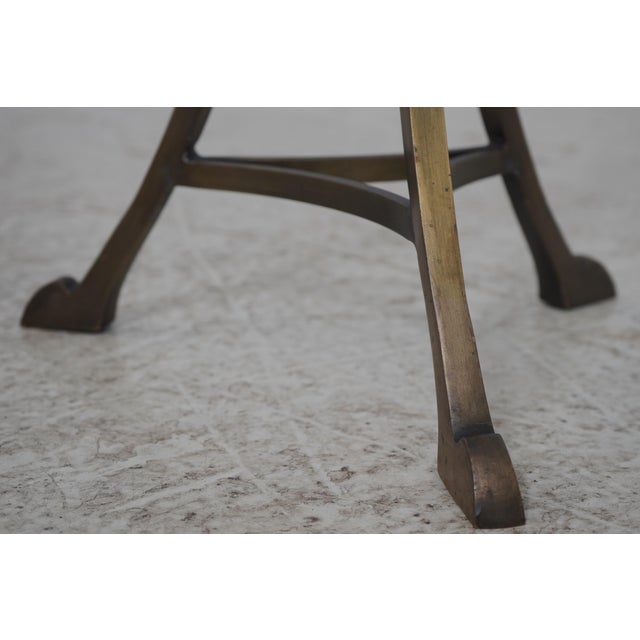 Unusual Leather Rotating Top Brass Base Occasional Table For Sale - Image 11 of 13