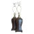 1990s Brown Leather Strips Look Table Lamps With Large Stylized Finials - a Pair For Sale