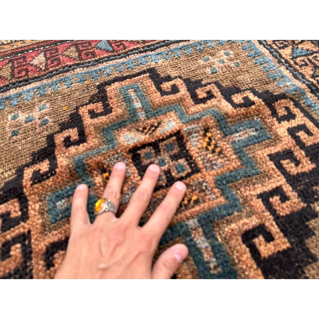 Tribal Antique Timuri Baluch Stepped Medallion Tribal Mat - 2'11" X 2'5" For Sale - Image 3 of 8