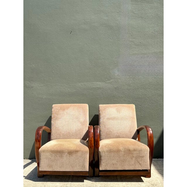 Mid-Century Modern Vintage Art Deco Bentwood Lounge Chairs - Pair For Sale - Image 3 of 12