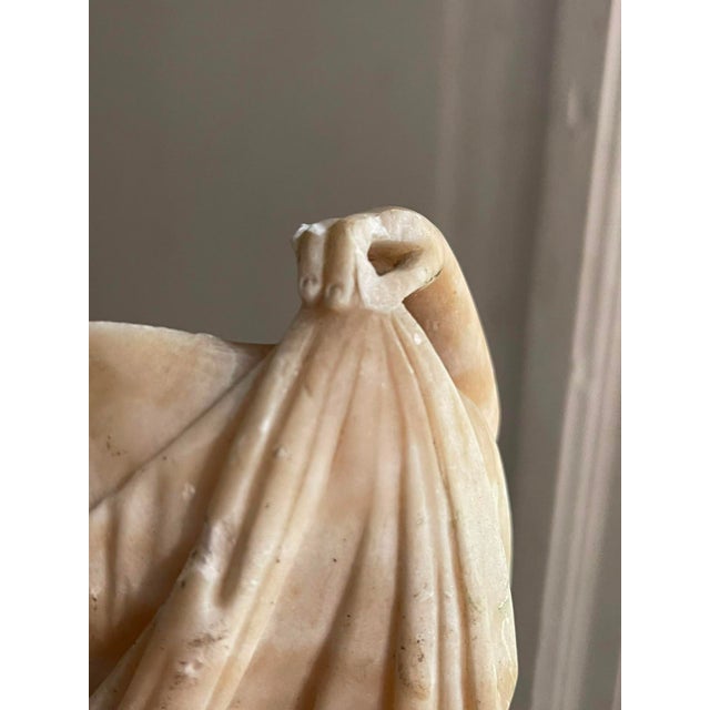 Stone Grand Tour Alabaster Fragment of a Draped Female Figure, 19th Century Italian For Sale - Image 7 of 11
