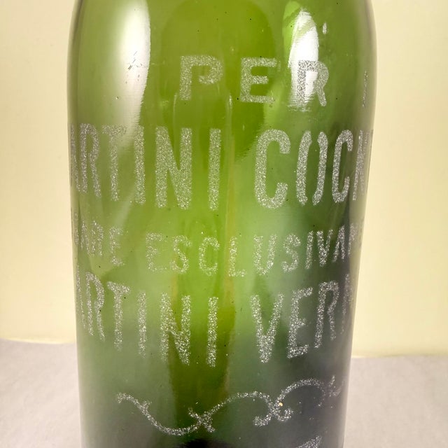 French Antique French Etched Martini Vermouth Corked Bottle For Sale - Image 3 of 10