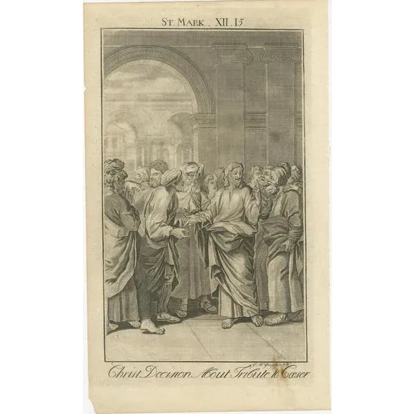 This striking trio of copperplate engravings, published circa 1735, features key episodes and figures from the gospel of...