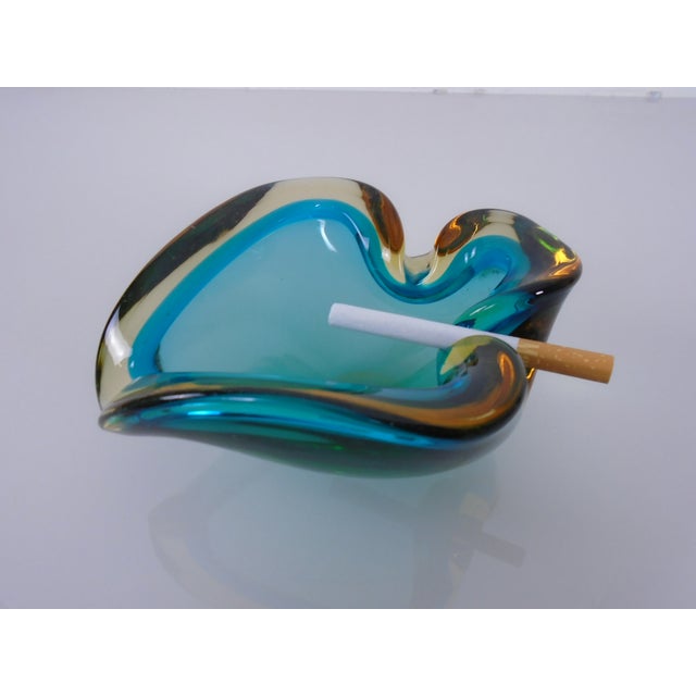 Brown & Turquoise Sommerso Murano Glass Ashtray, Italy, 1960s For Sale - Image 3 of 11