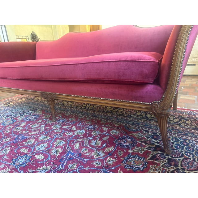 Vintage Red Velvet Sofa For Sale - Image 17 of 18