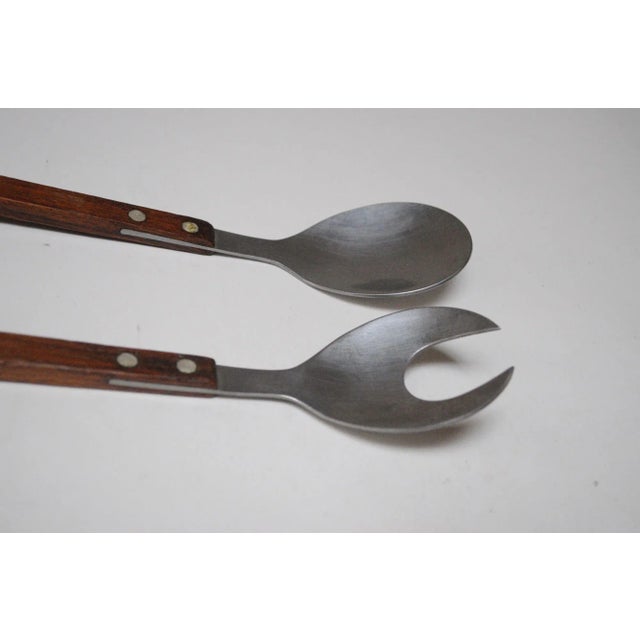 Vintage Japanese Modern Stainless Steel and Rosewood Salad Tongs For Sale In New York - Image 6 of 12