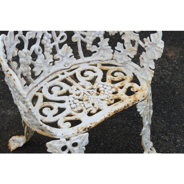 Mid 20th Century Victorian Style Pair Cast Iron Grapevine Leaves Garden Chairs, Pair For Sale - Image 4 of 12