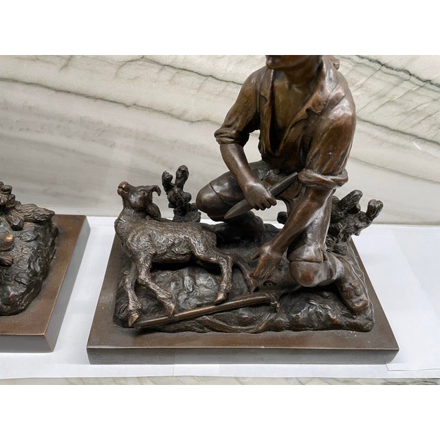 Pair 19th Century Austrian Bronze Hunter Sculptures For Sale - Image 10 of 12