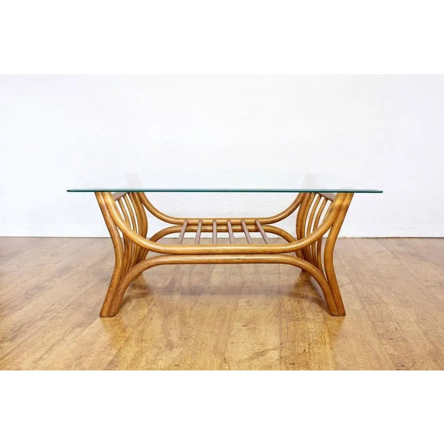 Italian Coffee Table in Glass and Rattan, 1970s For Sale - Image 11 of 11