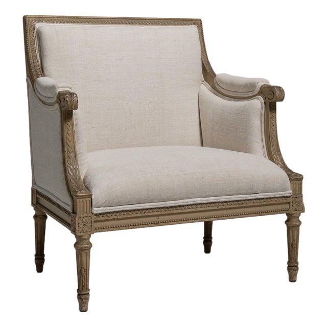 19th Century Louis XVI Cream Wood Bergere Chairs For Sale