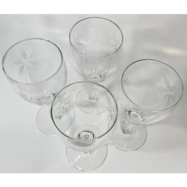 Mid 20th Century Handcut Starburst Goblets- Set of Four For Sale - Image 11 of 14