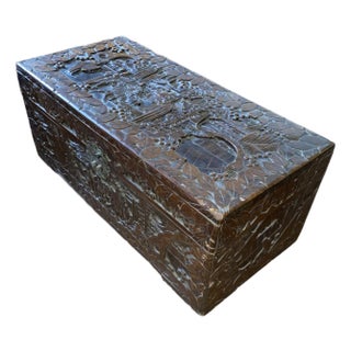 Antique Chinese Hand Carved Wooden Boxes. Set of Two. For Sale