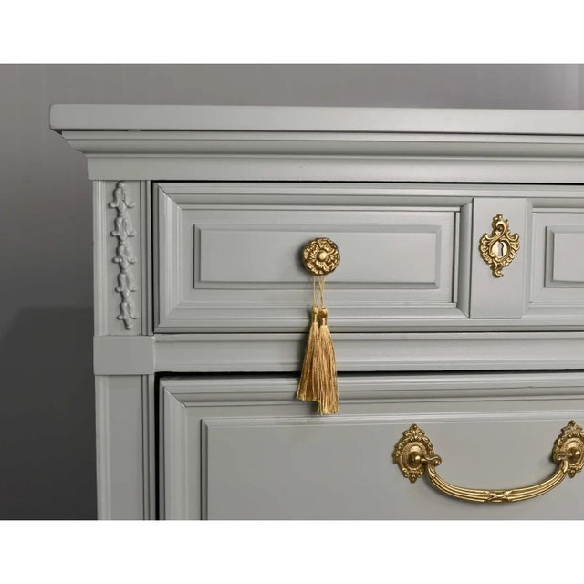 Wood Mid Century French Louis Style Dresser by Dixie - Newly Painted For Sale - Image 7 of 12