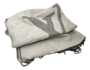 Louis Vuitton Brand New Grey Giant Monogram Cashmere Scarf