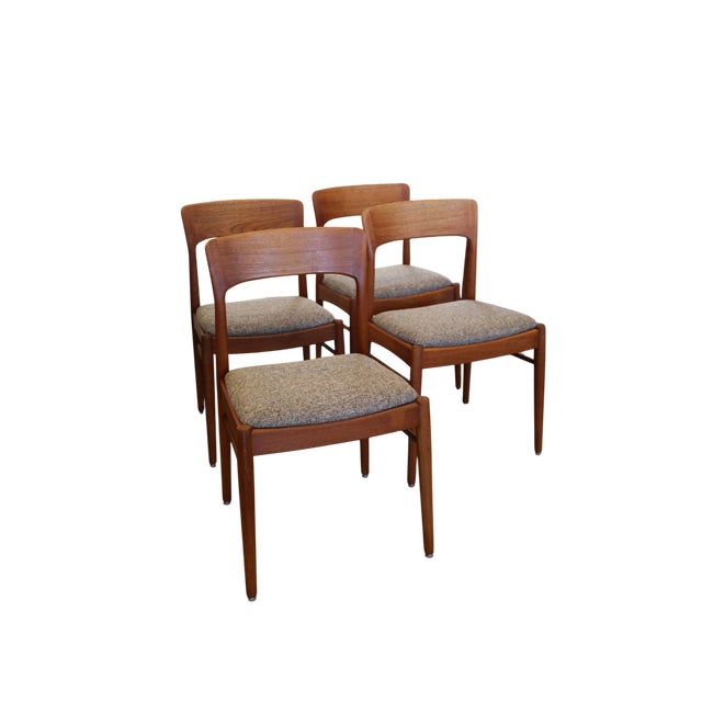 1970s Teak and Bouclé Chairs by Henning Kjærnulf for KS Møbler, 1960s, Set of 4 For Sale - Image 5 of 17