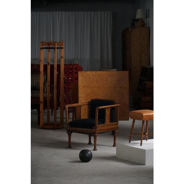 Danish Art Nouveau Armchair with Coal Bouclé Upholstery, 1920s For Sale - Image 6 of 18