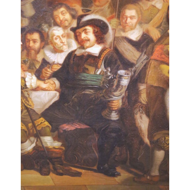 Textile 19th Century Dutch School Banquet Scene Oil Painting After Van Der Helst For Sale - Image 7 of 15