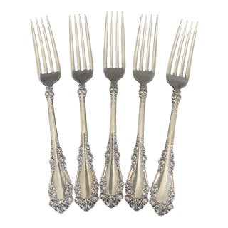1847 Rogers Bros A1 Berkshire 1897 Silverplate Dinner Forks, Set of 5 For Sale