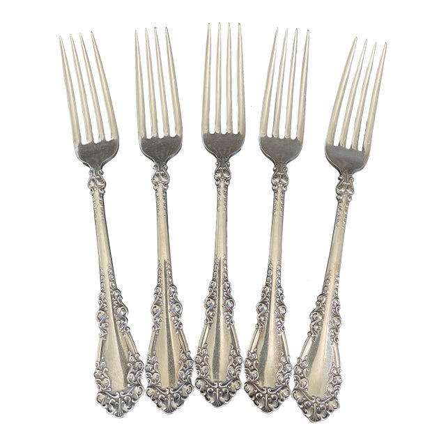 1847 Rogers Bros A1 Berkshire 1897 Silverplate Dinner Forks, Set of 5 For Sale
