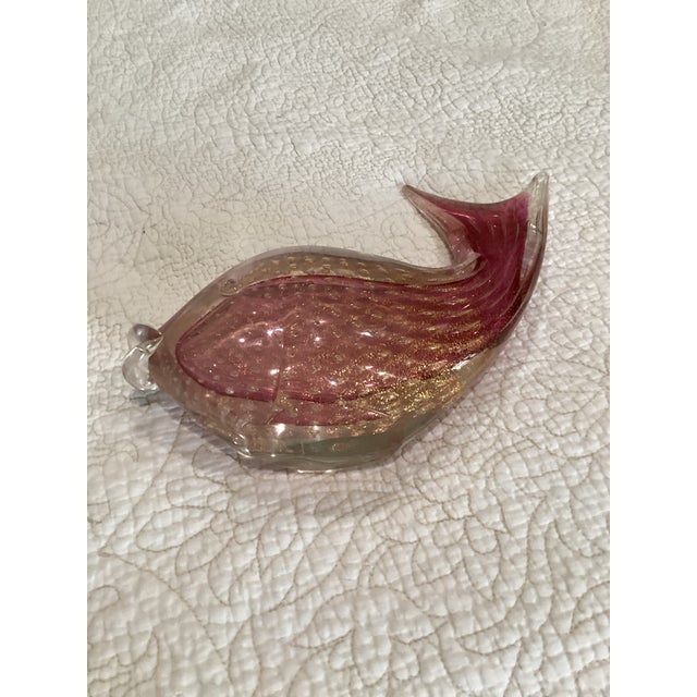 Art Nouveau Flavio Poli Designed Fish Made by Archimedean Seguso . Murano Art Glass Ruby/Gold Color With Gold Leaf Inclusions Plus Bullicante Bibles. For Sale - Image 3 of 8