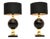Vintage Italian Walnut and Brass Table Lamps, 1970, Set of 2 For Sale