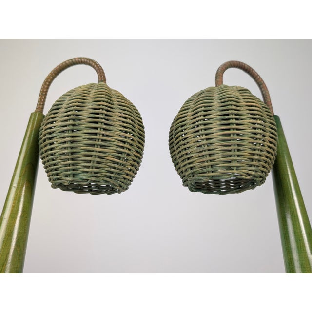 Vintage Torres Green Rattan Lamps by Mario Lopez, 1990s, Set of 2 For Sale - Image 14 of 16