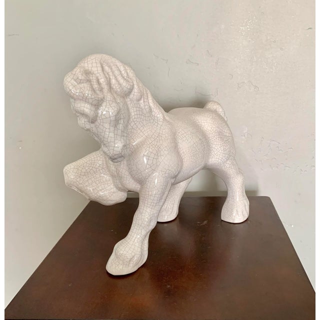 Vintage Crackle Finish Ceramic Cream Color Horse Figure For Sale In San Diego - Image 6 of 6