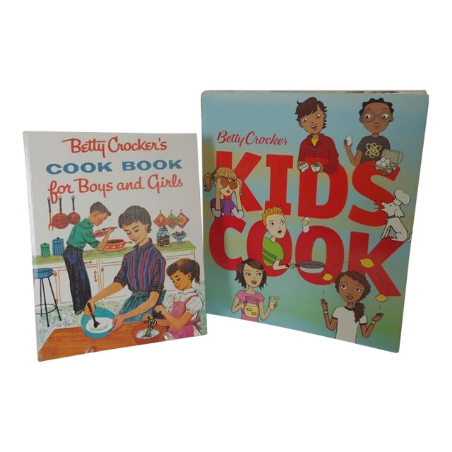 Betty Crocker's Cookbook for Boys and Girls, 1950s & Betty Crocker Kids Cook Cookbook 2015 For Sale
