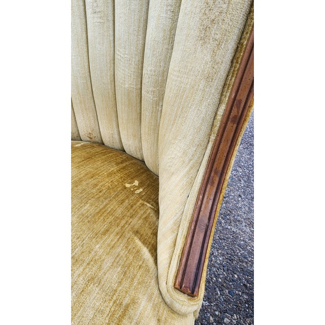Pair of Vintage Hollywood Regency Shell Back Slipper Chairs, 1940s Style For Sale - Image 15 of 18