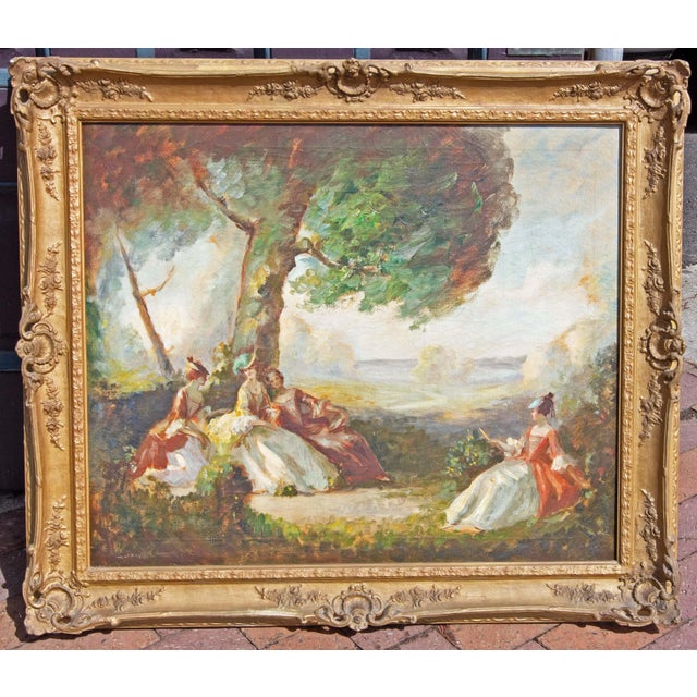 Mid 20th Century French Impressionist Style Garden Scene Oil Painting, Framed For Sale In Rochester - Image 6 of 6