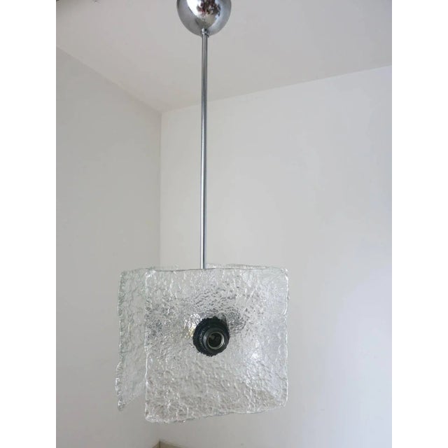 Mid-Century Modern Vintage Italian Pendant With Murano Glass & Chrome Frame by Mazzega, C. 1960's For Sale - Image 3 of 5