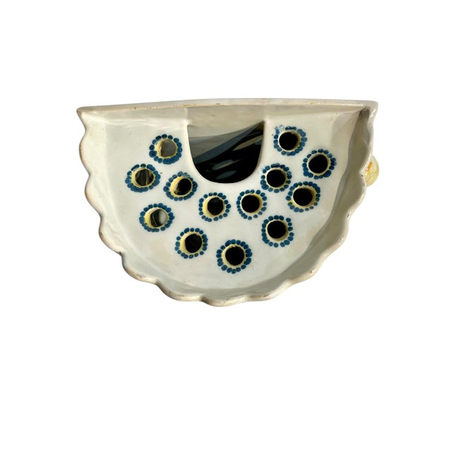 Blue Vintage Matched Pair of French Faience Flower Frogs or Moustiers For Sale - Image 8 of 13