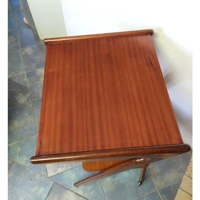 Wood Vintage TV Stand on Wheels by De Baggis, 1950s For Sale - Image 7 of 9