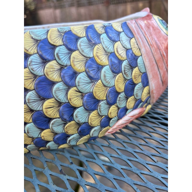 Mid 20th Century Hand Painted Koi Fish Lidded Tureen For Sale - Image 10 of 11