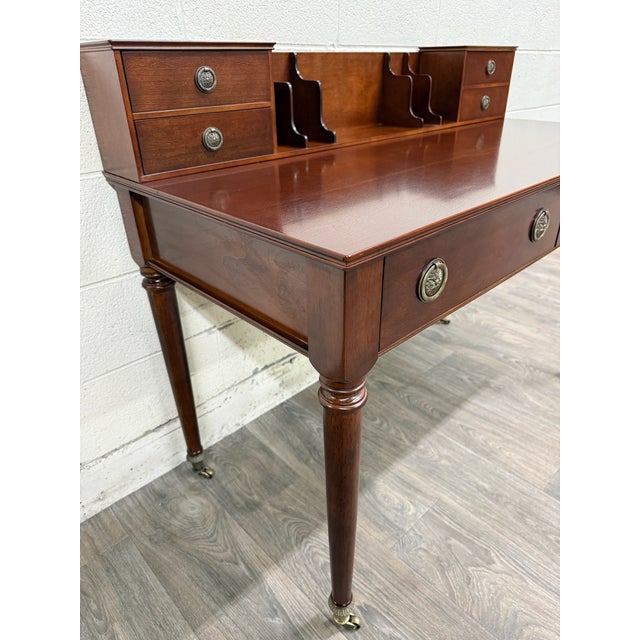 Vintage Bombay Company English or Georgian Revival Style Mahogany Writing Desk For Sale - Image 4 of 12