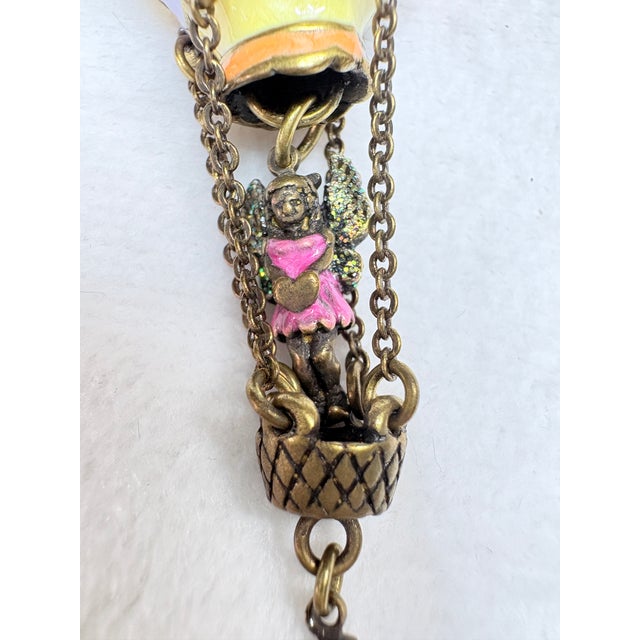 Metal Vintage Kirk’s Folly Guardian Angel Hot Air Balloon Necklace • Mint With Tag For Sale - Image 7 of 14